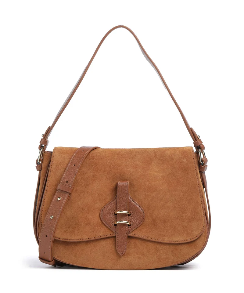 Coccinelle Mavery Suede Bolso de hombro cognac