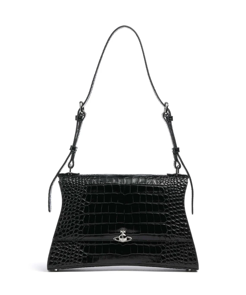 Vivienne Westwood Bianca Embossed Croc M Bolso de hombro black