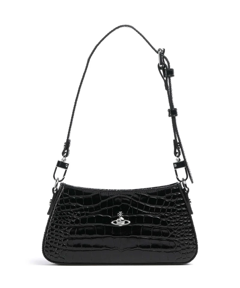 Vivienne Westwood Tasha Embossed Croc Bolso de hombro black