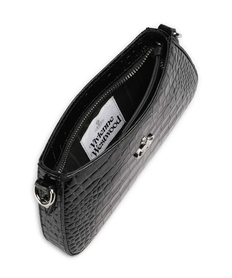 Vivienne Westwood Tasha Embossed Croc Bolso de hombro black