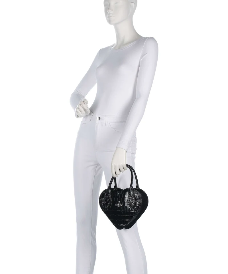 Vivienne Westwood Josephine Heart Embossed Croc Bolso de mano black