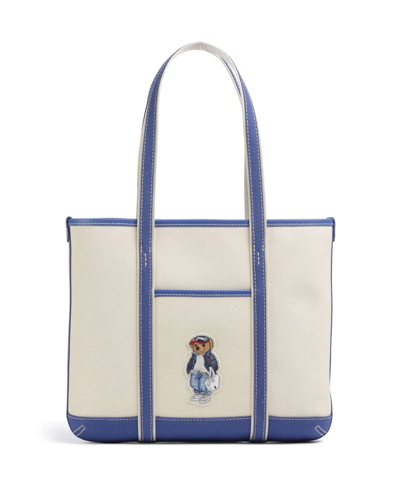 Polo Ralph Lauren Bear Spring Bolsa shopping ecru/ indigo sky