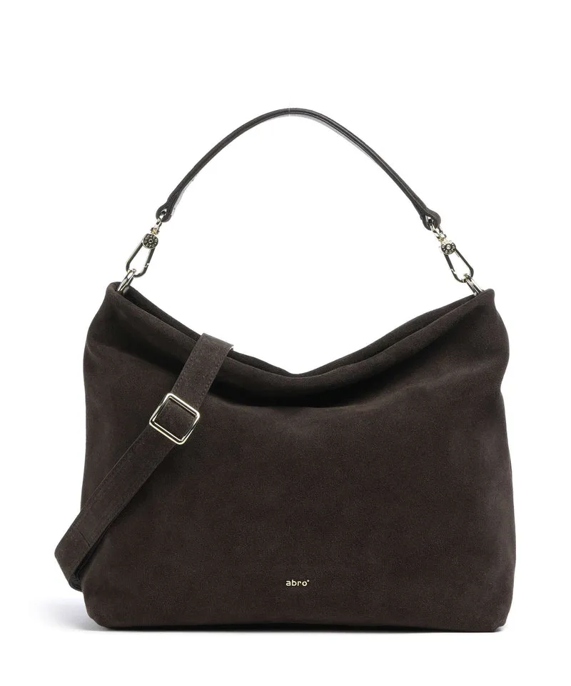 Abro Suede Kaia Bolso de hobo dark brown