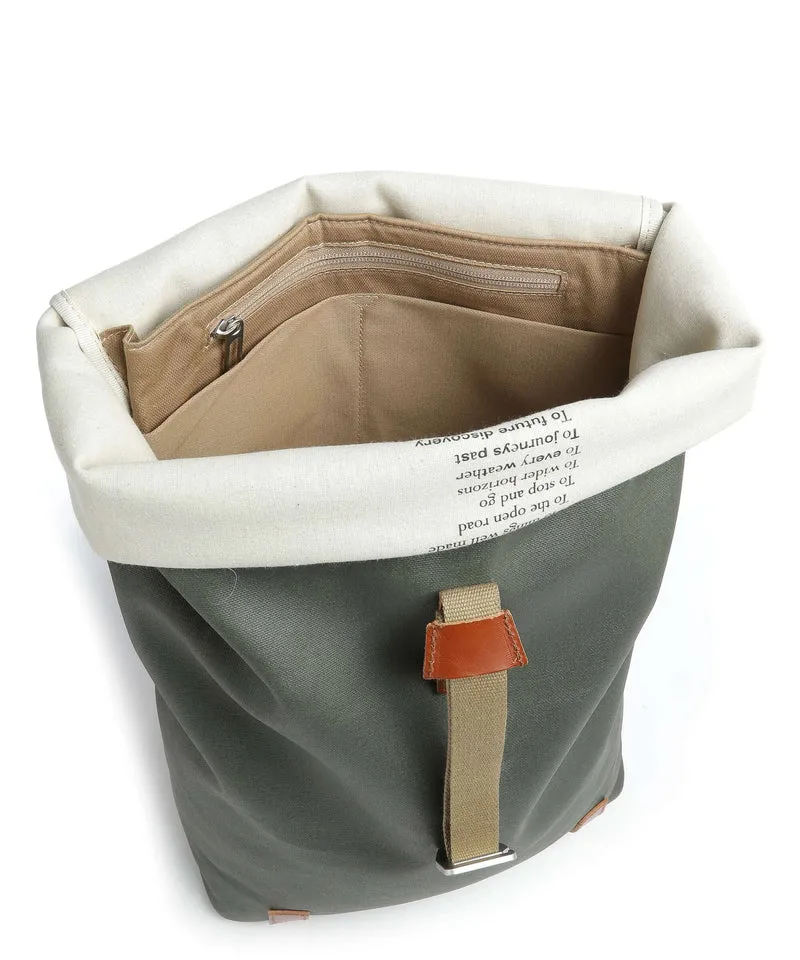 Brooks England Pickwick Cotton Canvas Large Mochila roll-top sage green/honey details