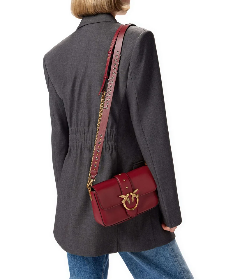 Pinko Love One Mini Slouchy Charms Bandolera rosso lampone/antique gold