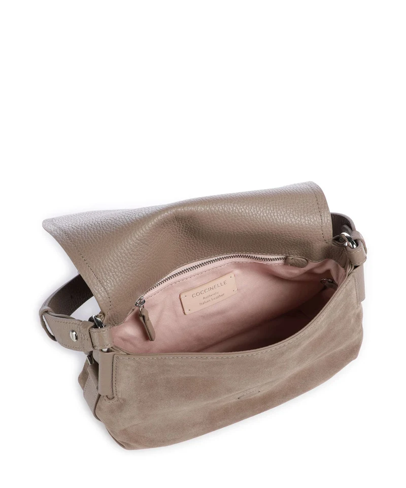 Coccinelle Rebekka Suede Bandolera warm taupe