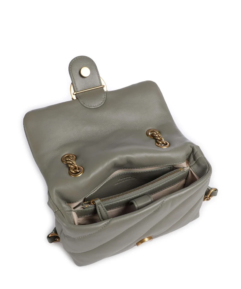 Pinko Love Puff Mini Bolso de hombro verde vertiver/antique gold