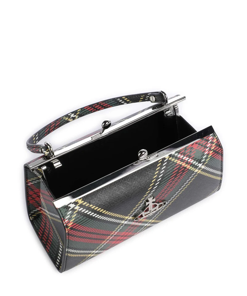 Vivienne Westwood Doll Frame Saffiano Printed XL Bolso de mano chelsea tartan
