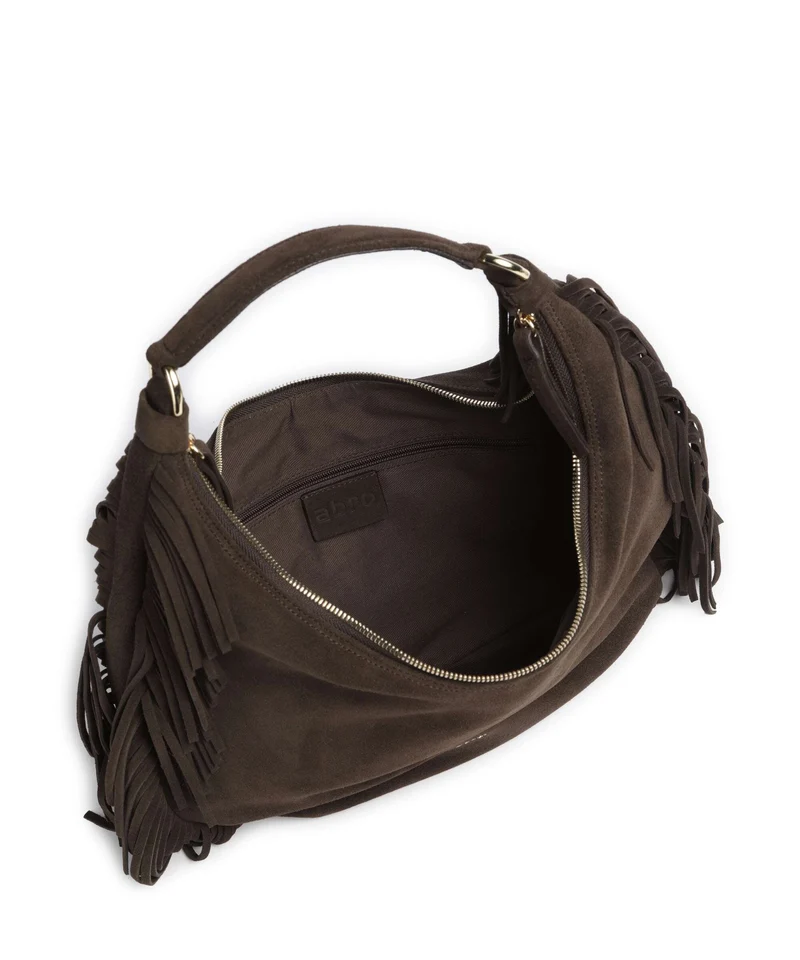 Abro Suede Nana Fringes Bolso de hobo dark brown