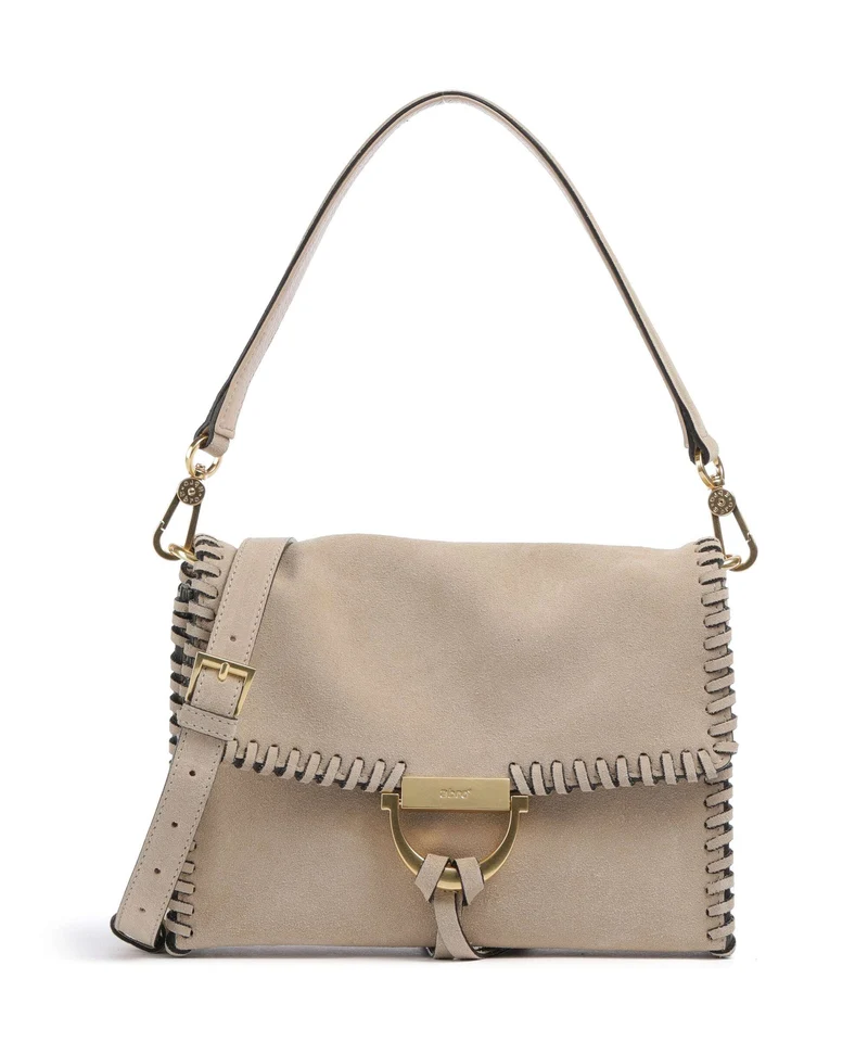 Abro Suede Temi Stitch Bolso de hombro natural