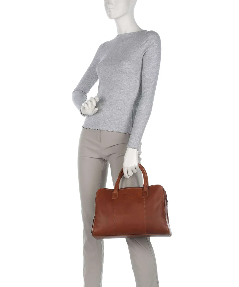 The Chesterfield Brand Wax Pull Up Cow Layton Bolso de mano cognac