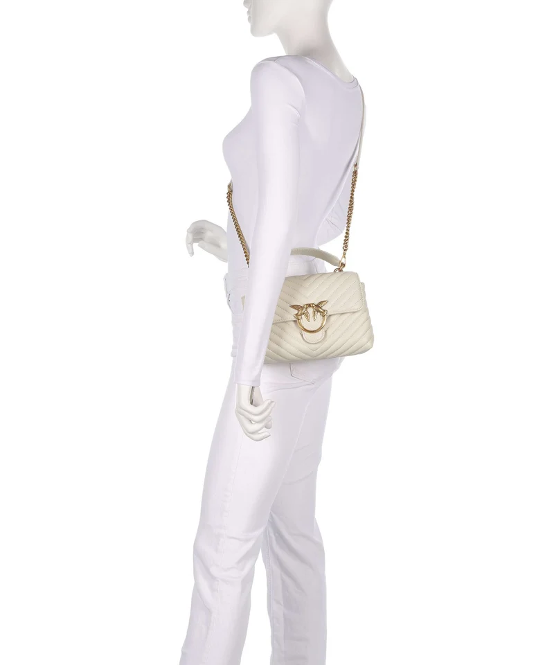 Pinko Love Lady Puff Mini Bolso de mano bianco seta/antique gold
