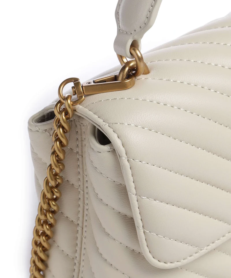Pinko Love Lady Puff Mini Bolso de mano bianco seta/antique gold