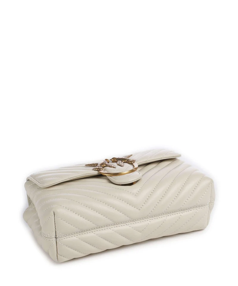 Pinko Love Lady Puff Mini Bolso de mano bianco seta/antique gold