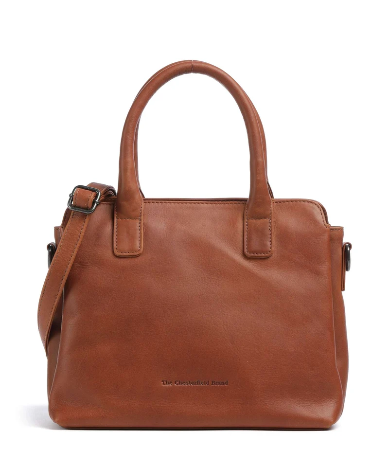 The Chesterfield Brand Wax Pull Up Cow Hermosa Bolso de mano cognac
