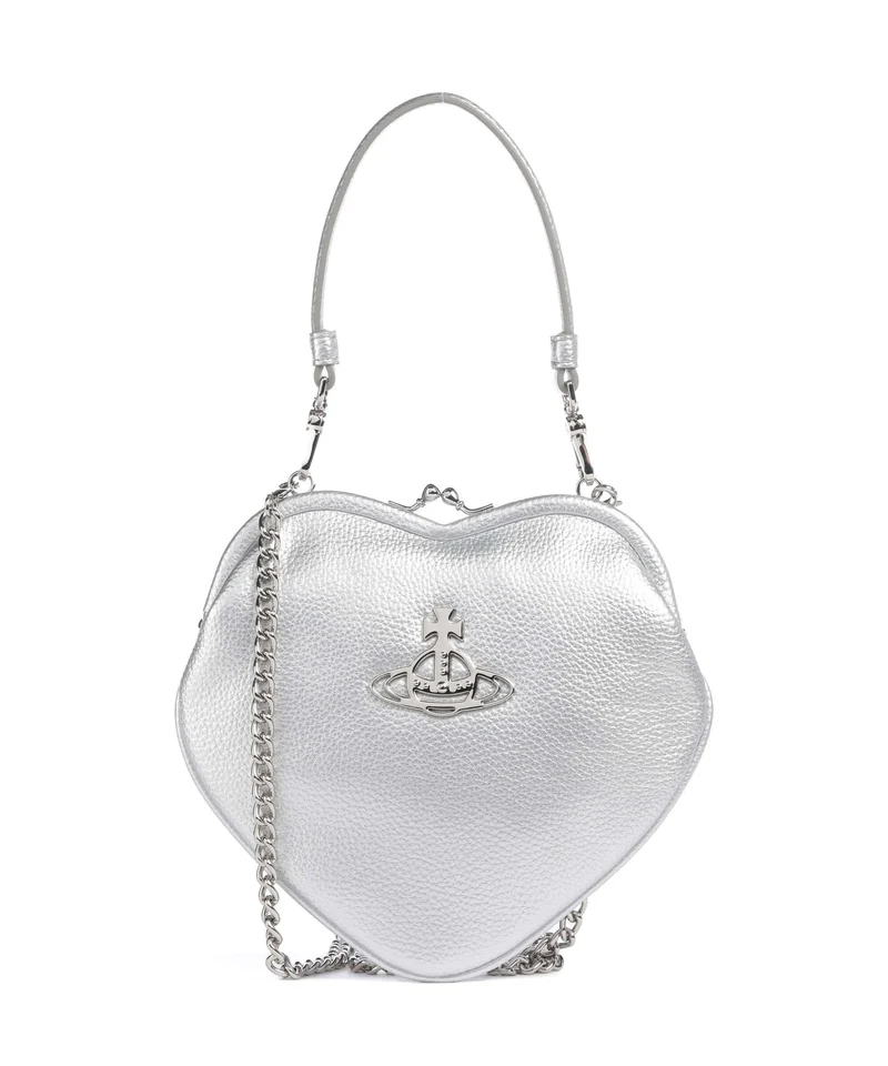 Vivienne Westwood Belle Heart Frame Re-Vegan Grain Bolso de hombro silver
