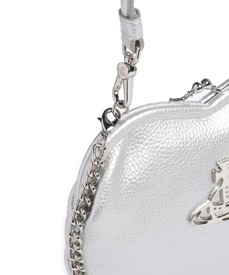 Vivienne Westwood Belle Heart Frame Re-Vegan Grain Bolso de hombro silver
