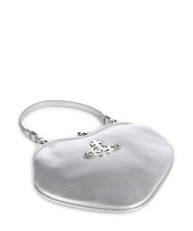 Vivienne Westwood Belle Heart Frame Re-Vegan Grain Bolso de hombro silver