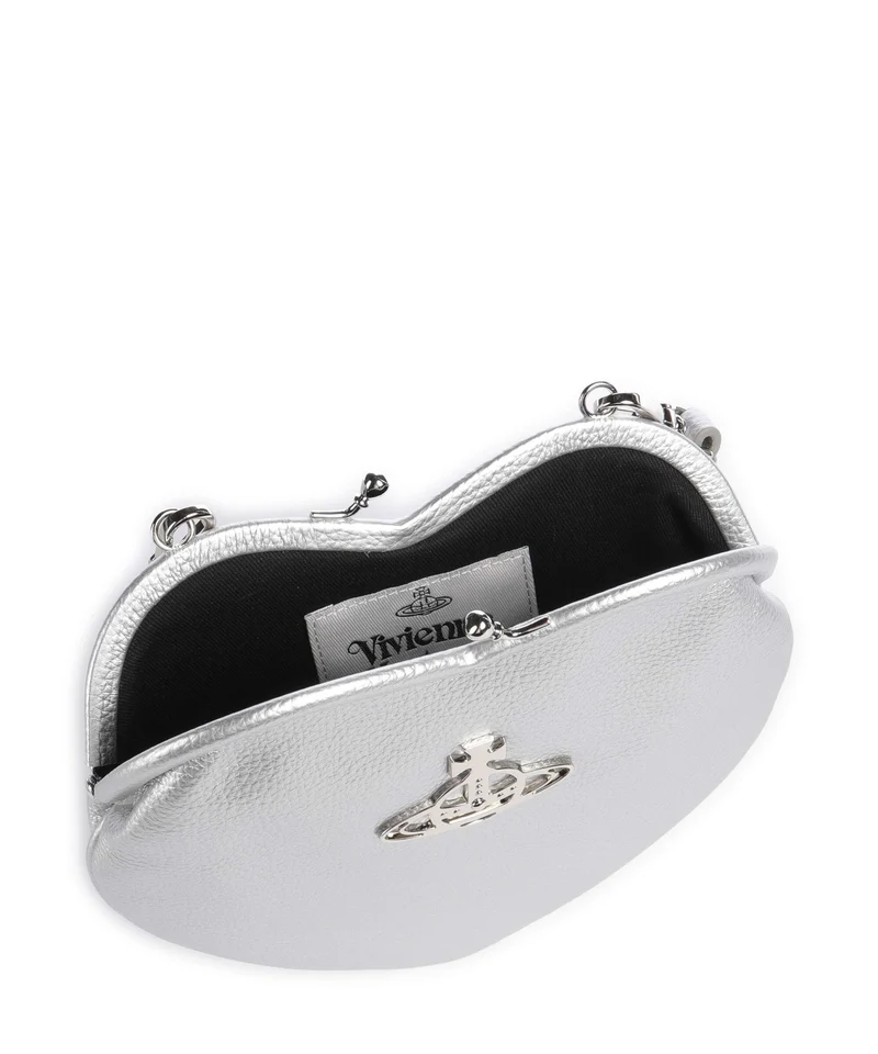 Vivienne Westwood Belle Heart Frame Re-Vegan Grain Bolso de hombro silver